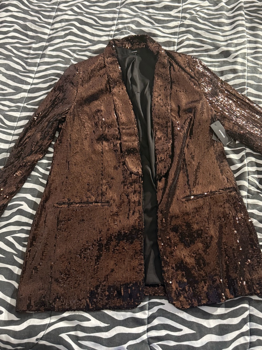 Sequin Blazer Jacket from Express Sz Large L Brown Bronze. NEW WITH TAGS!